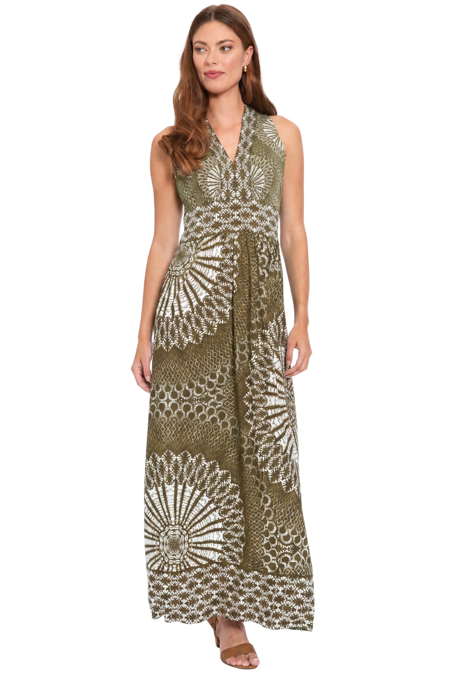 v neck halter boho dress Pounoo Women's Maxi Dresses Halter Neck Sleeveless Dresses Boho Vacation Style Lightweight Breathable Deep V Neck With Pockets Oversized Loose Fit