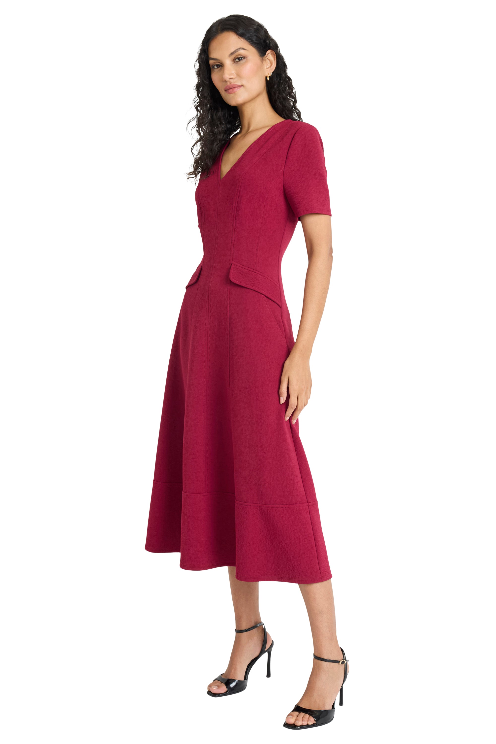 maggy london burgundy dress Maggy London Size 10 Dress Burgundy Purple Crushed Velvet Floral Puff Sleeve B51
