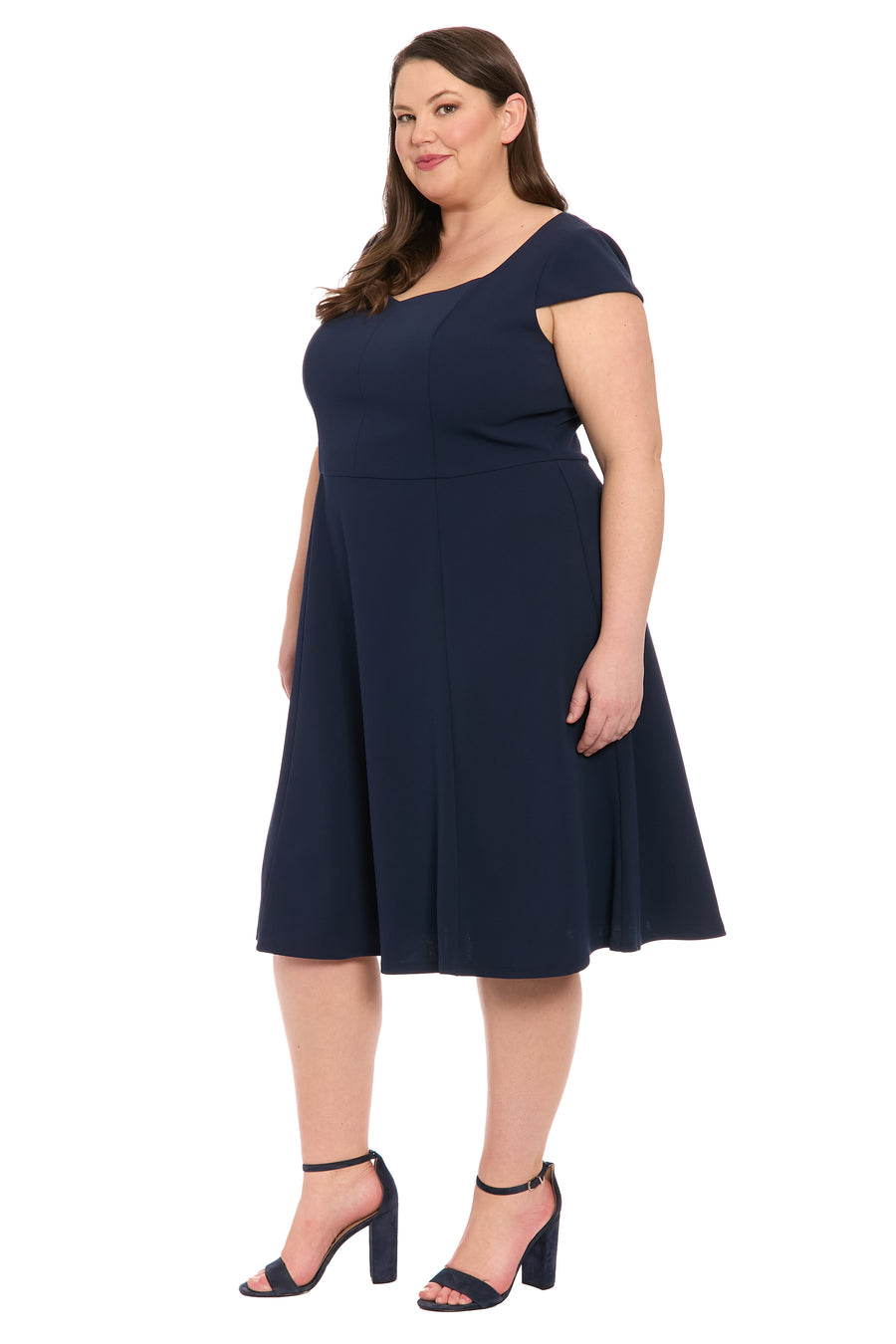 Lisa Sweetheart Neck Cap Sleeve Midi Dress Lisa Sweetheart Neck Cap Sleeve Midi Dress