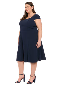Lisa Sweetheart Neck Cap Sleeve Midi Dress
