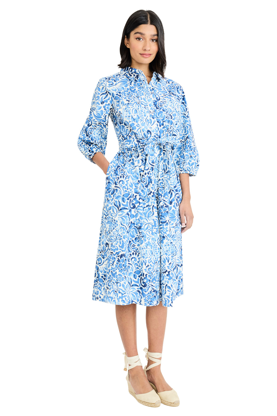 Gail Balloon Sleeve Shirtdress in Mosaic Wildflowers