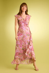 Alessandra Ruffle Faux Wrap Dress in Jacobean Flow - FINAL SALE