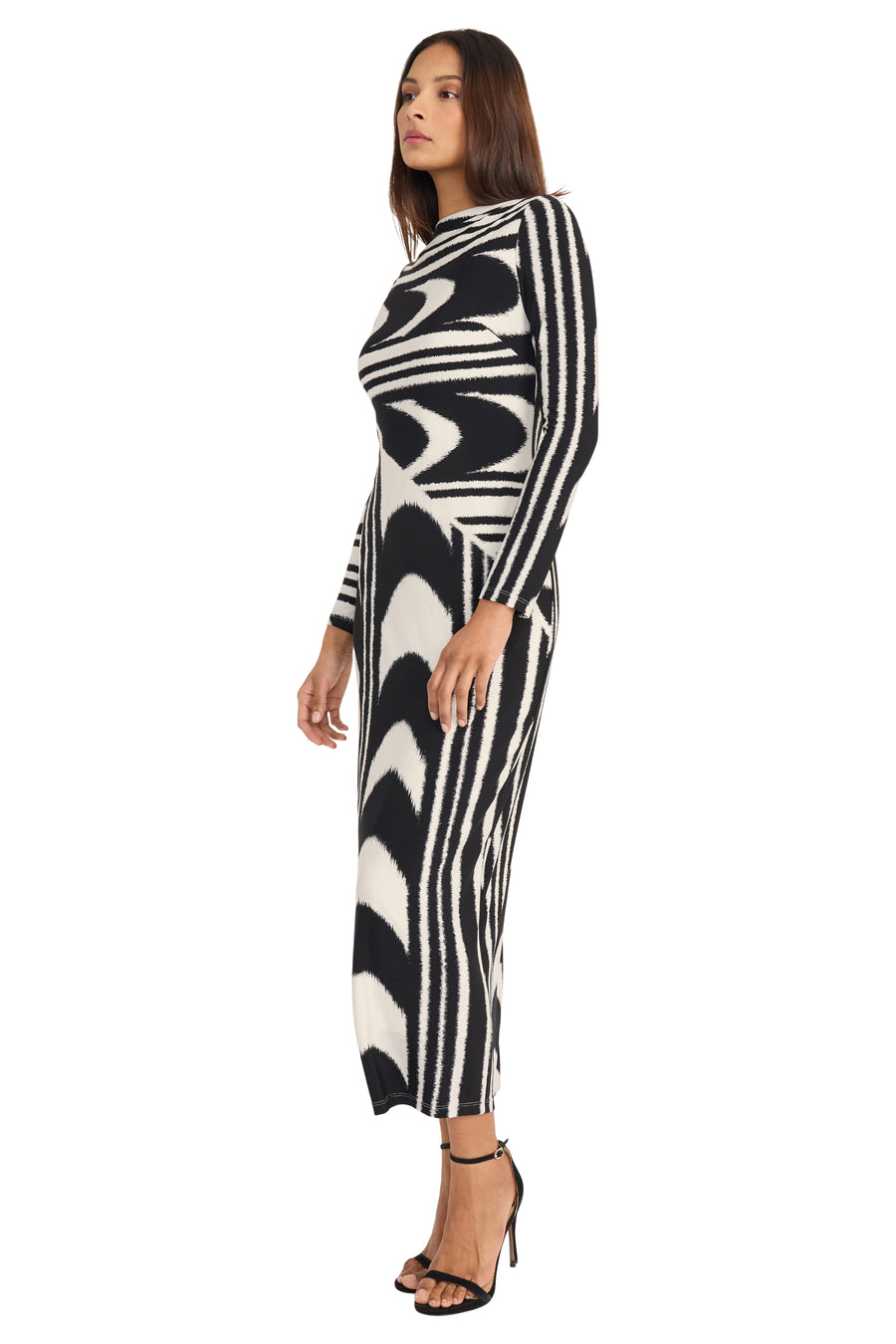 Jayde Geometric Print Fitted Midi Dress