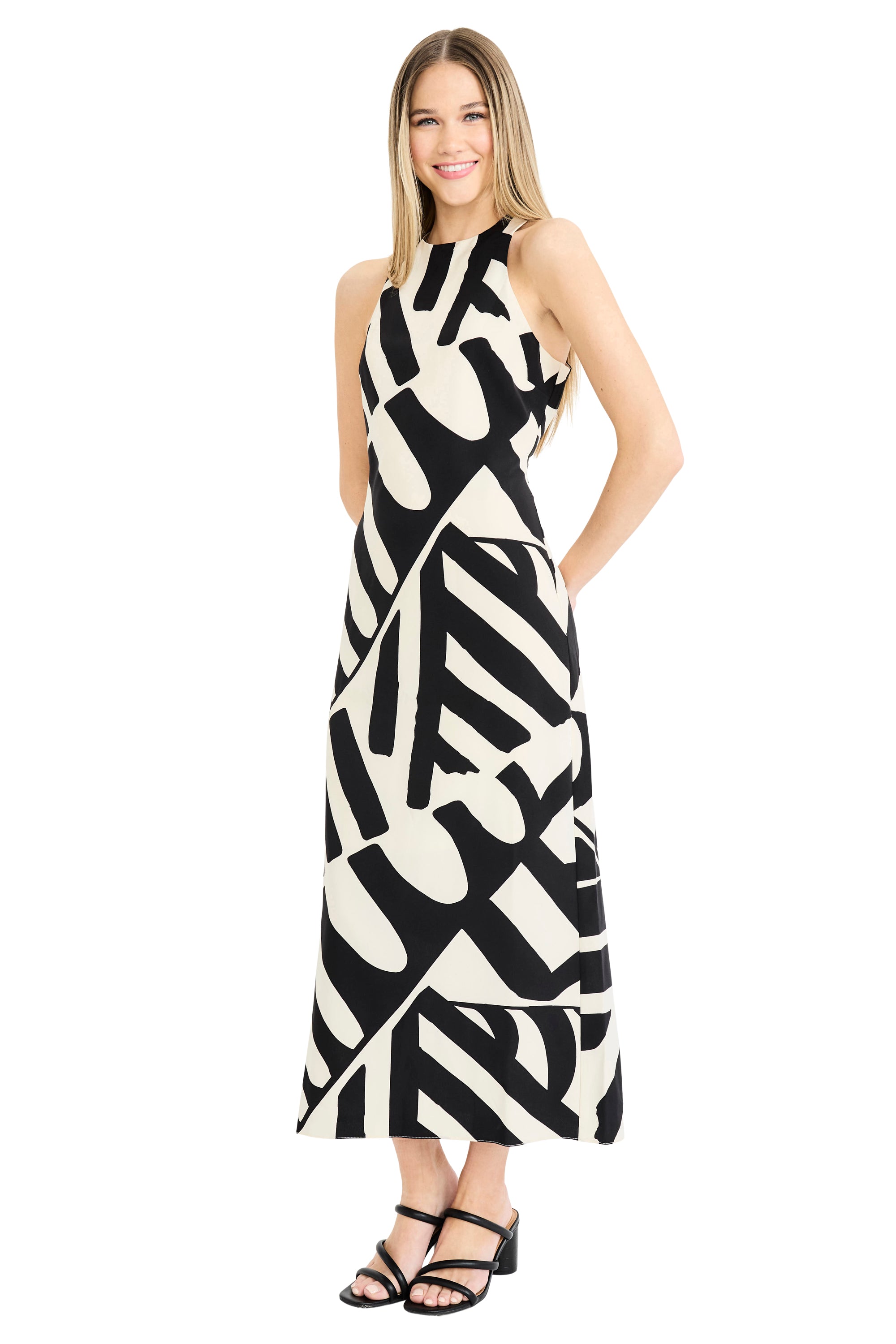 Quincy Midi Shift Dress in Blocked Stripe A-Line | Donna Morgan