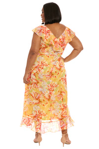 Alessandra Ruffle Faux Wrap Dress in Happy Floral - FINAL SALE