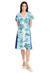 Mariel Puff Sleeve Midi in Bayside Blooming