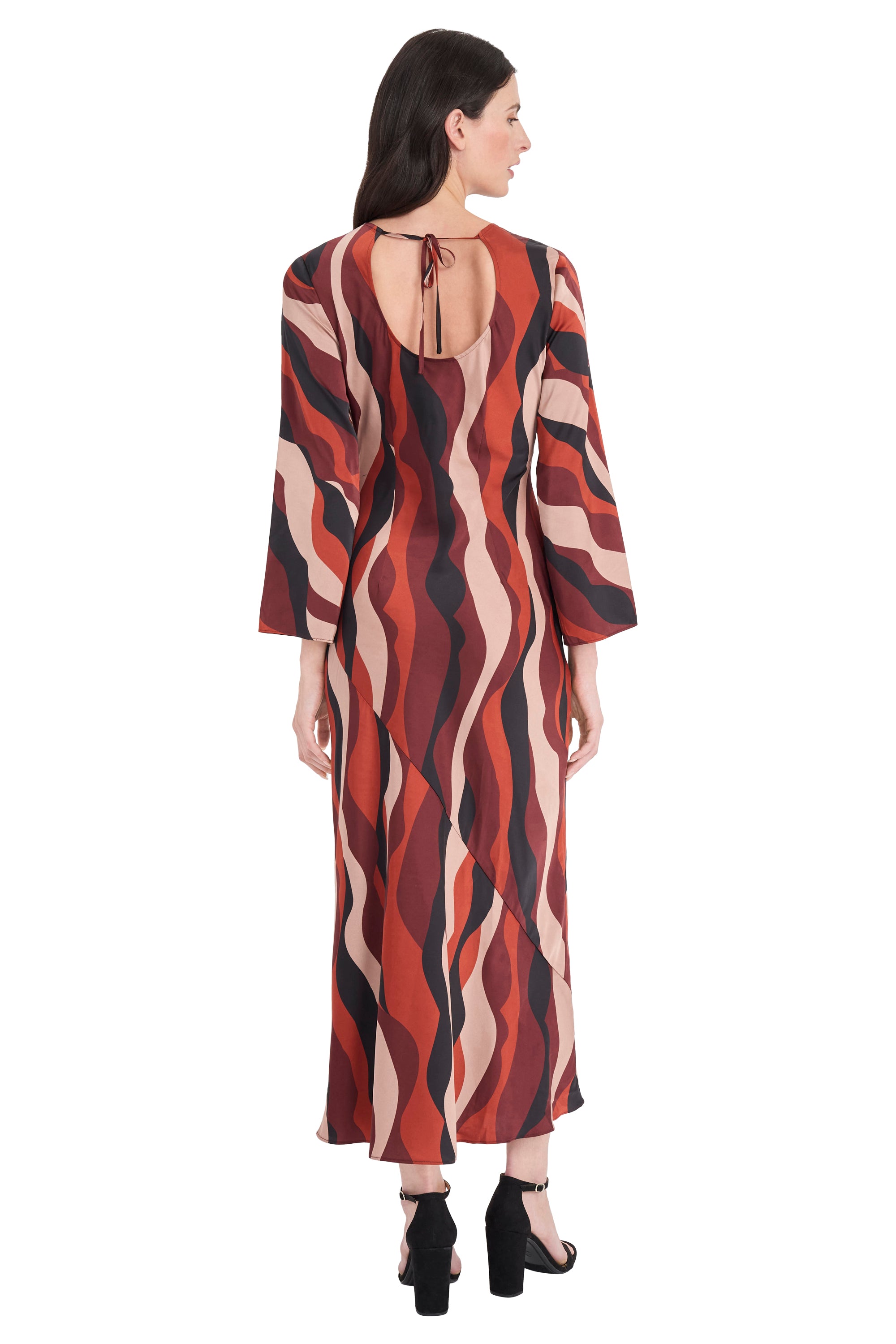 Moira Diagonal Wave Tie Back Midi Dress