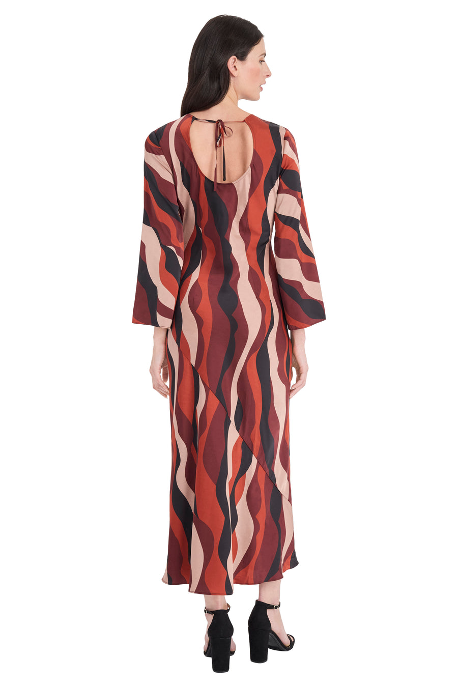 Moira Diagonal Wave Tie Back Midi Dress