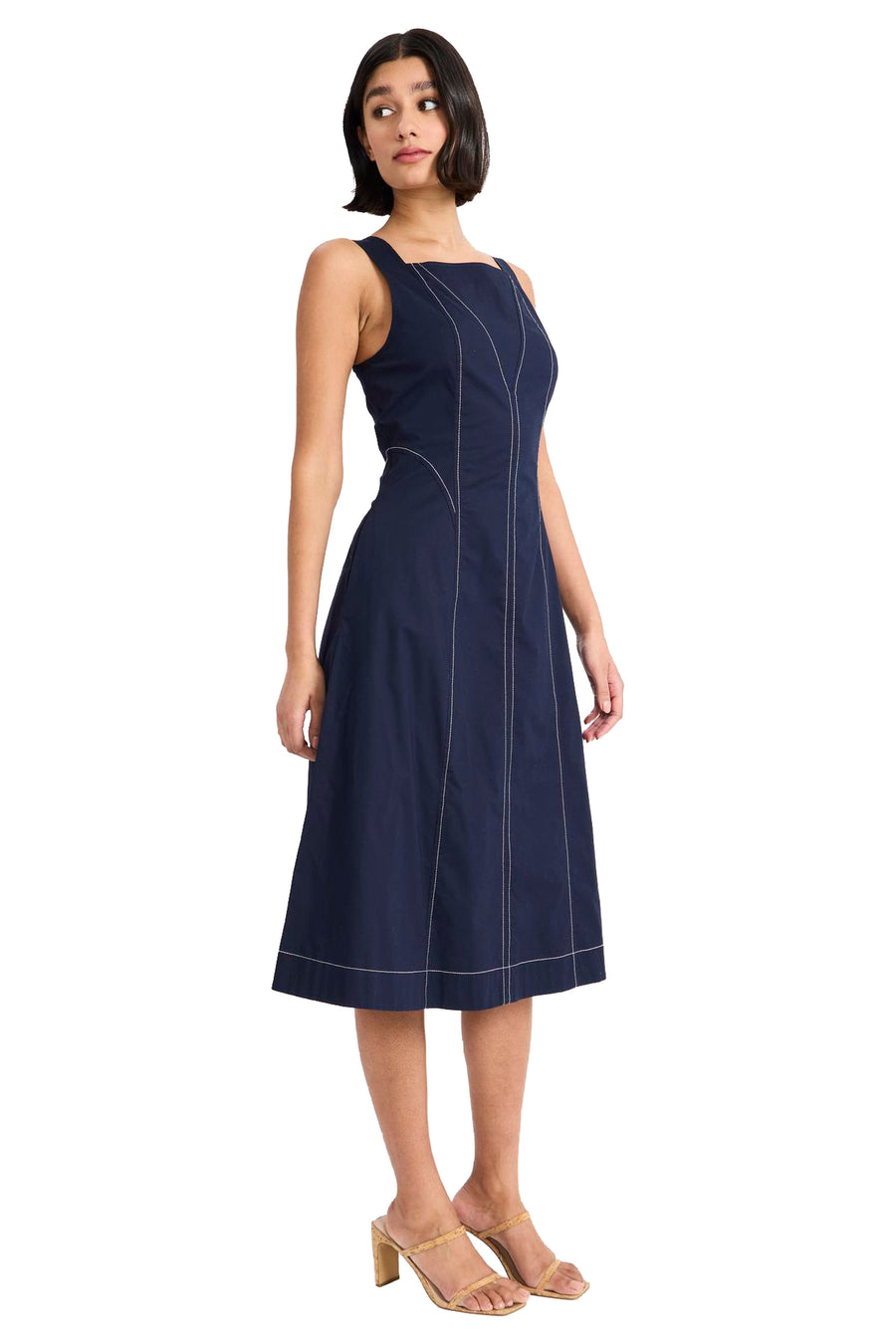 Vicki Cotton Square Neck Sleeveless Midi