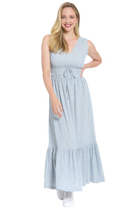 Lorene Seersucker Smocked Waist Maxi