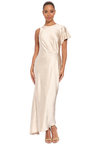 Vale Asymmetric Satin Maxi Dress