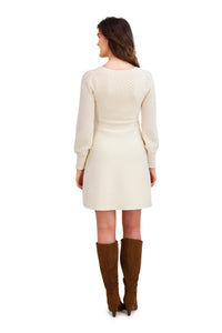 Laurel Puff Sleeve Pointelle Sweater Dress