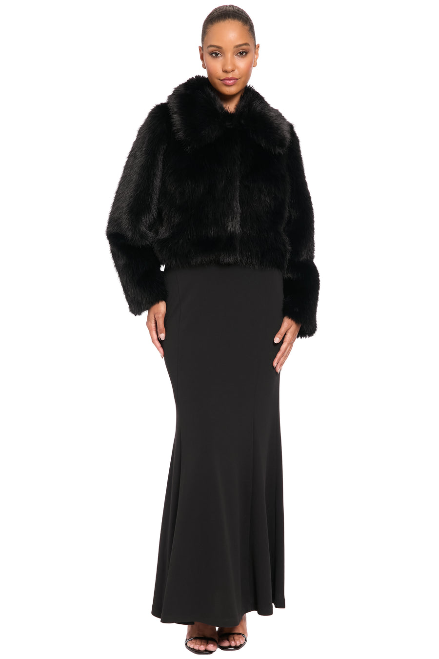 Cardi Faux Fur Long Sleeve Coat