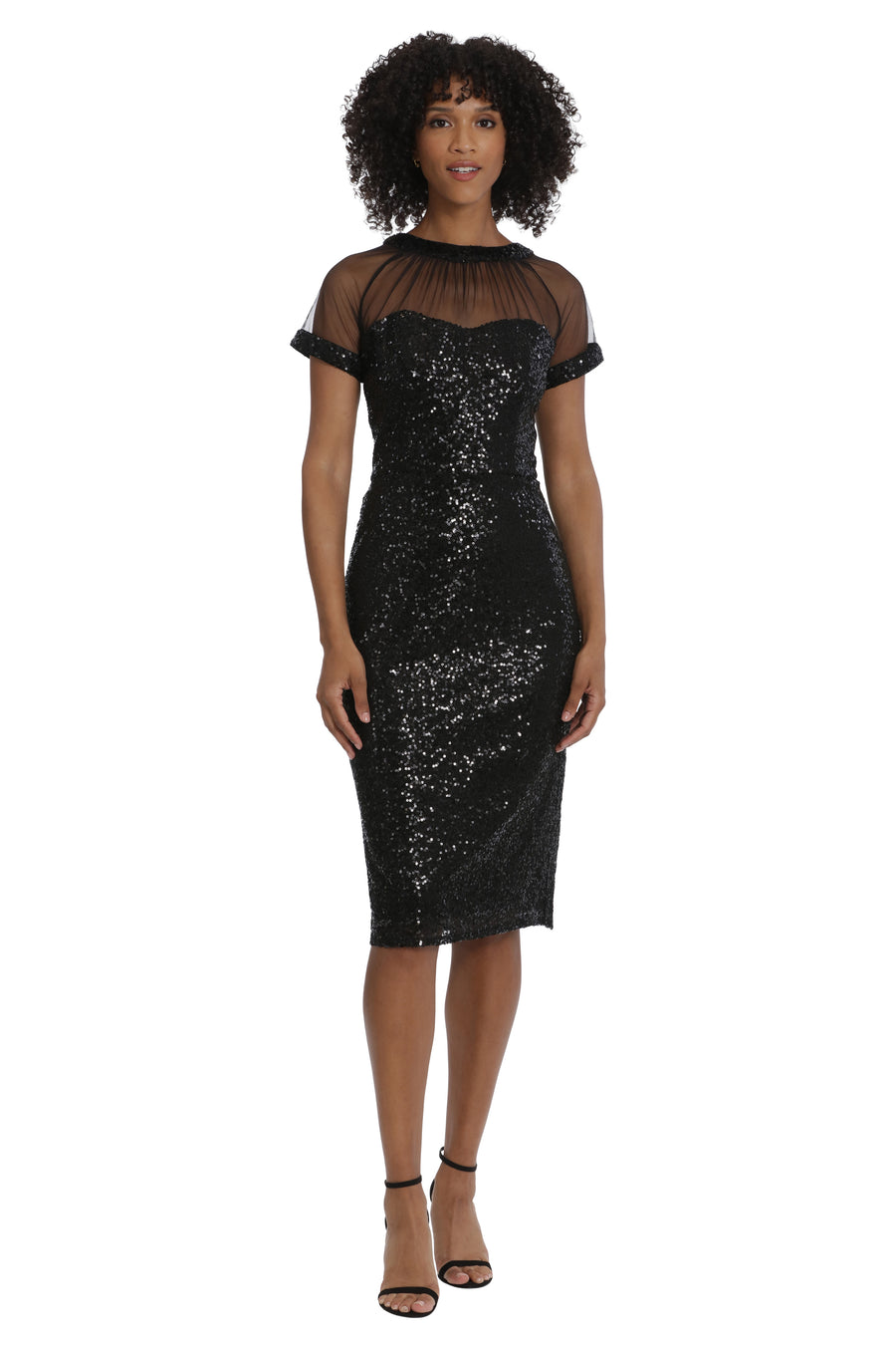 Sequin Illusion MIDI Dress NAVY / Standard / 10 Sequin Illusion MIDI Dress NAVY / Standard / 10