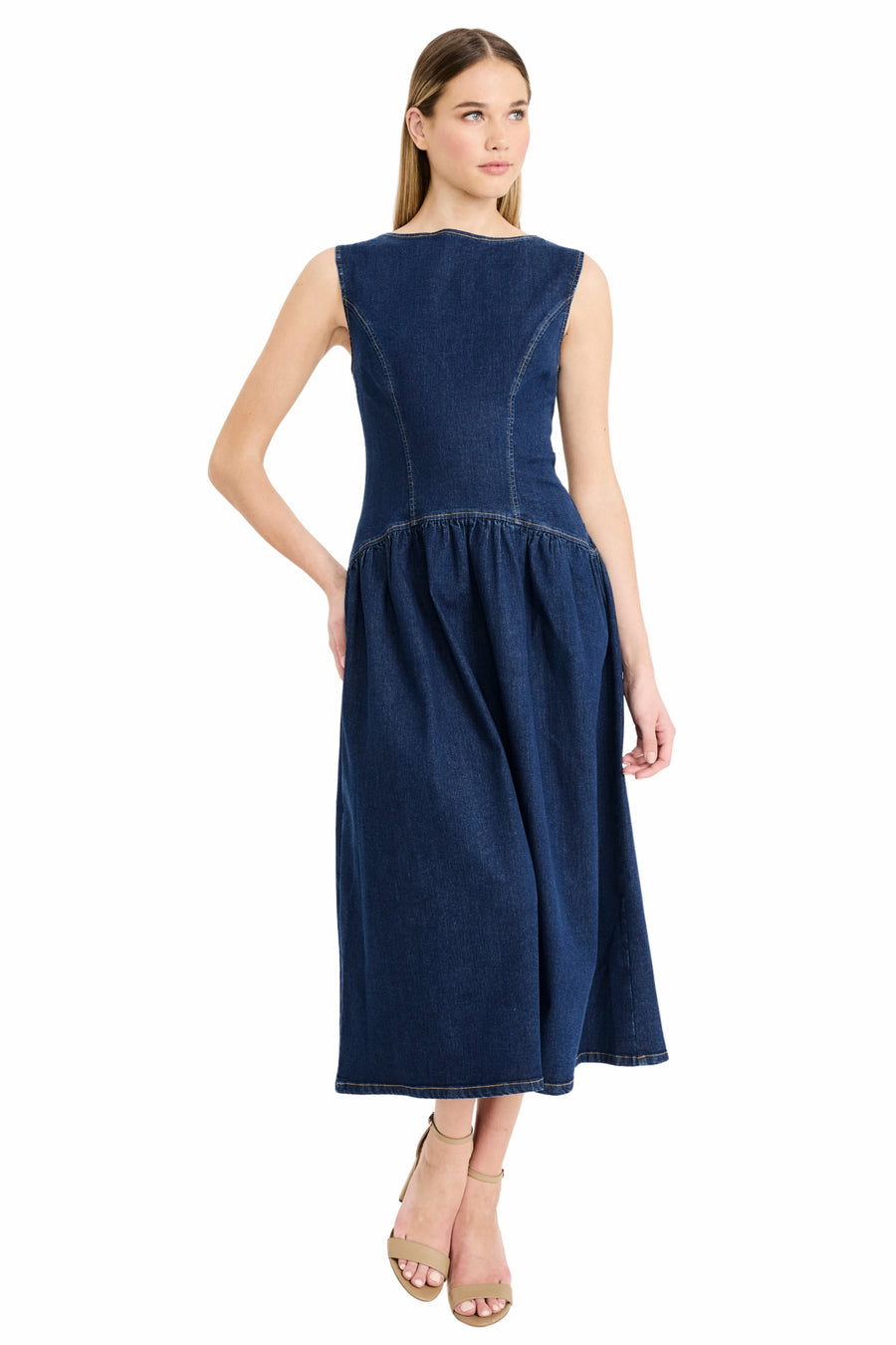 Melinda Denim Drop Waist Midi
