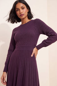 Laurel Puff Sleeve Pointelle Sweater Dress