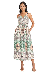 Edna Midi Fit & Flare Dress in Mirage Palms