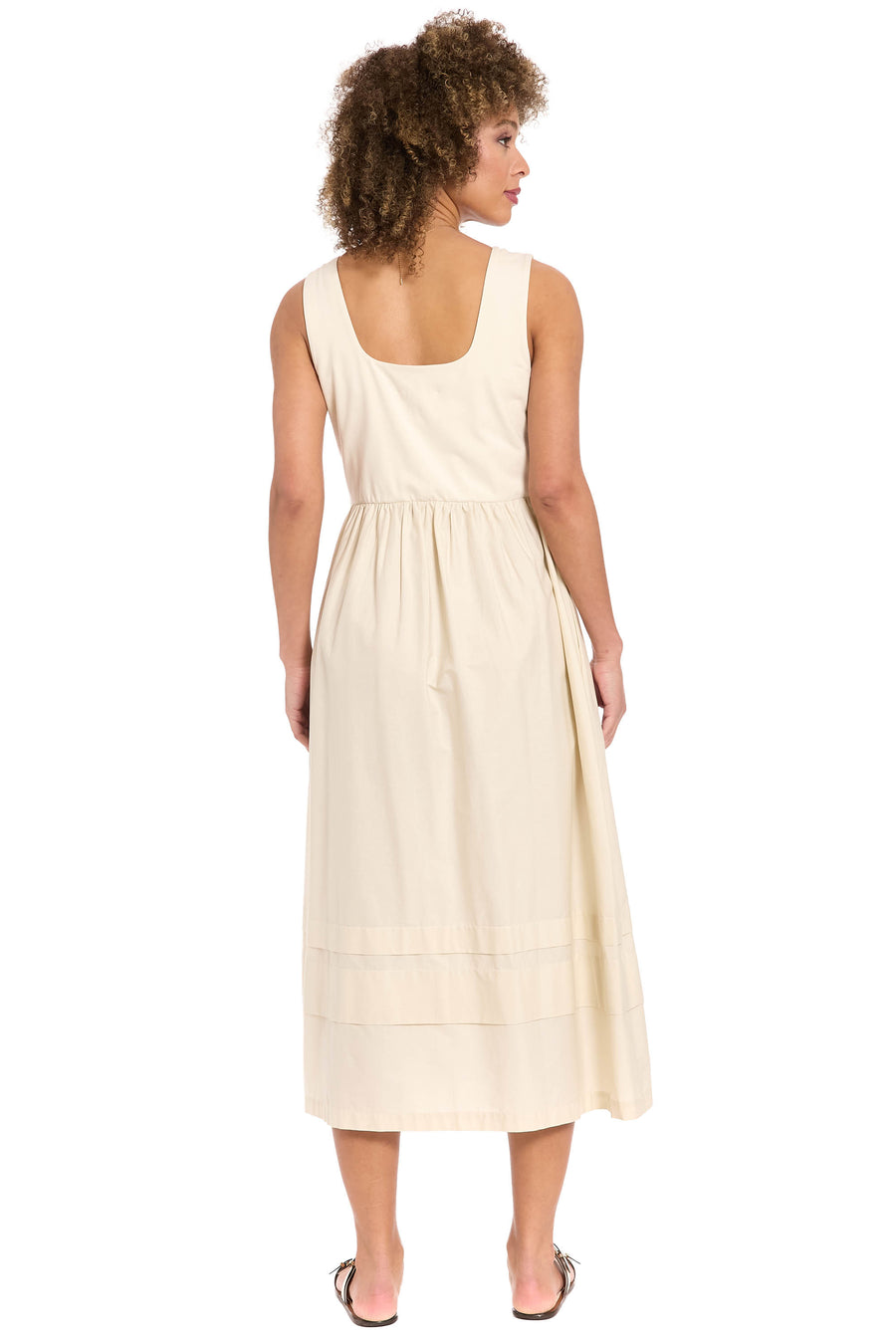 Carin Cotton Square Neck Linen Two-Fer Midi