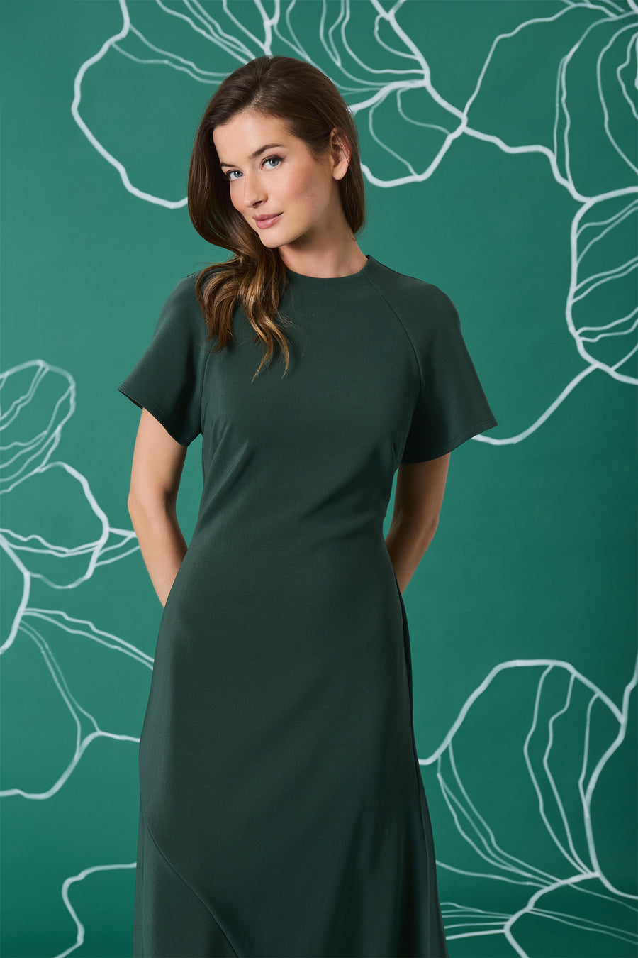 Asymmetrical Hem Dress with Wide Sleeves Green / Standard / 0 Asymmetrical Hem Dress with Wide Sleeves Green / Standard / 0