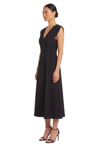 Mavy Cap Sleeve Seamed A-Line Dress