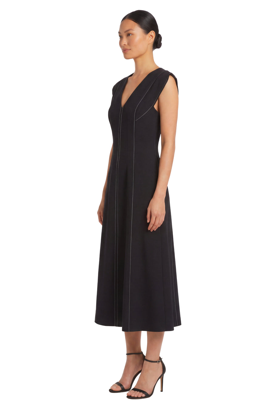 Mavy Cap Sleeve Seamed A-Line Dress