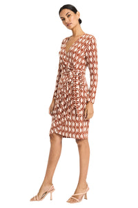 Darcy Wrap in Spectacle Geo Knee-Length Wrap Dress