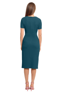 Kina Short Sleeve Sheath Midi Dress