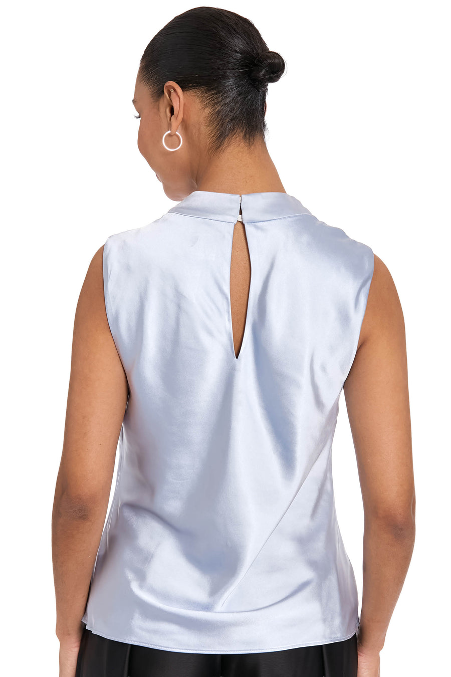 Nica Draped Mock Neck Satin Top