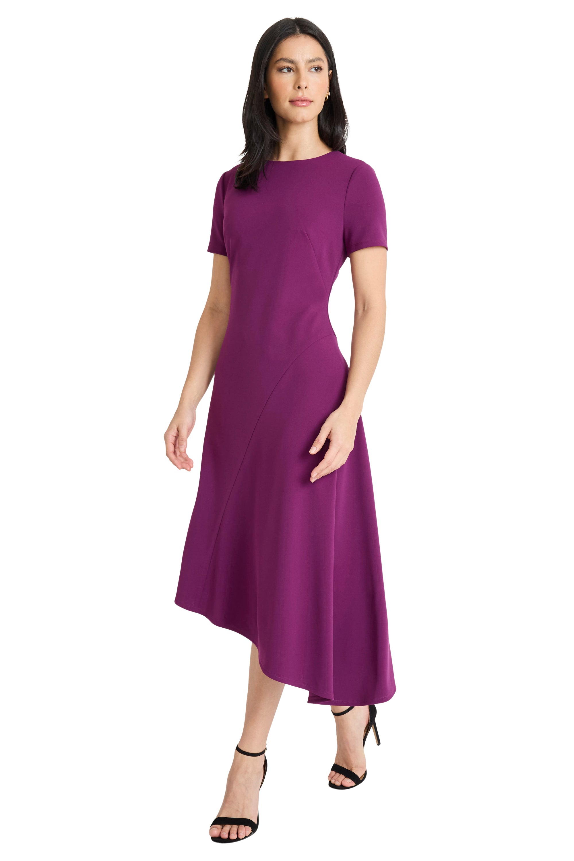 Whitney Asymmetrical Midi Dress Fit and Flare
