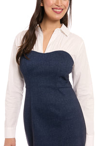 Kendal Long Sleeve Denim Collared Sheath