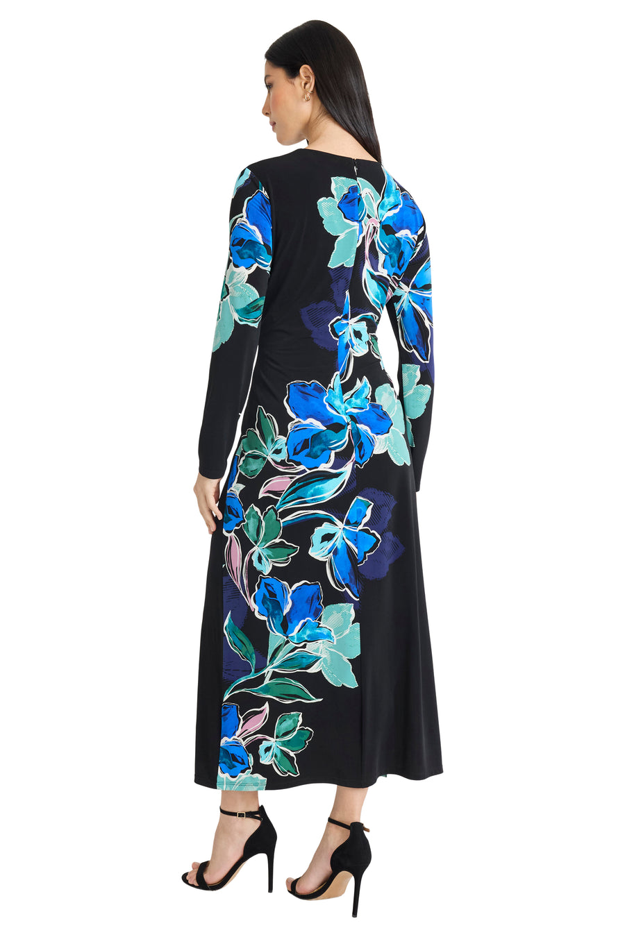 Scarlett Tea Length Dress in Illustrated Blooms