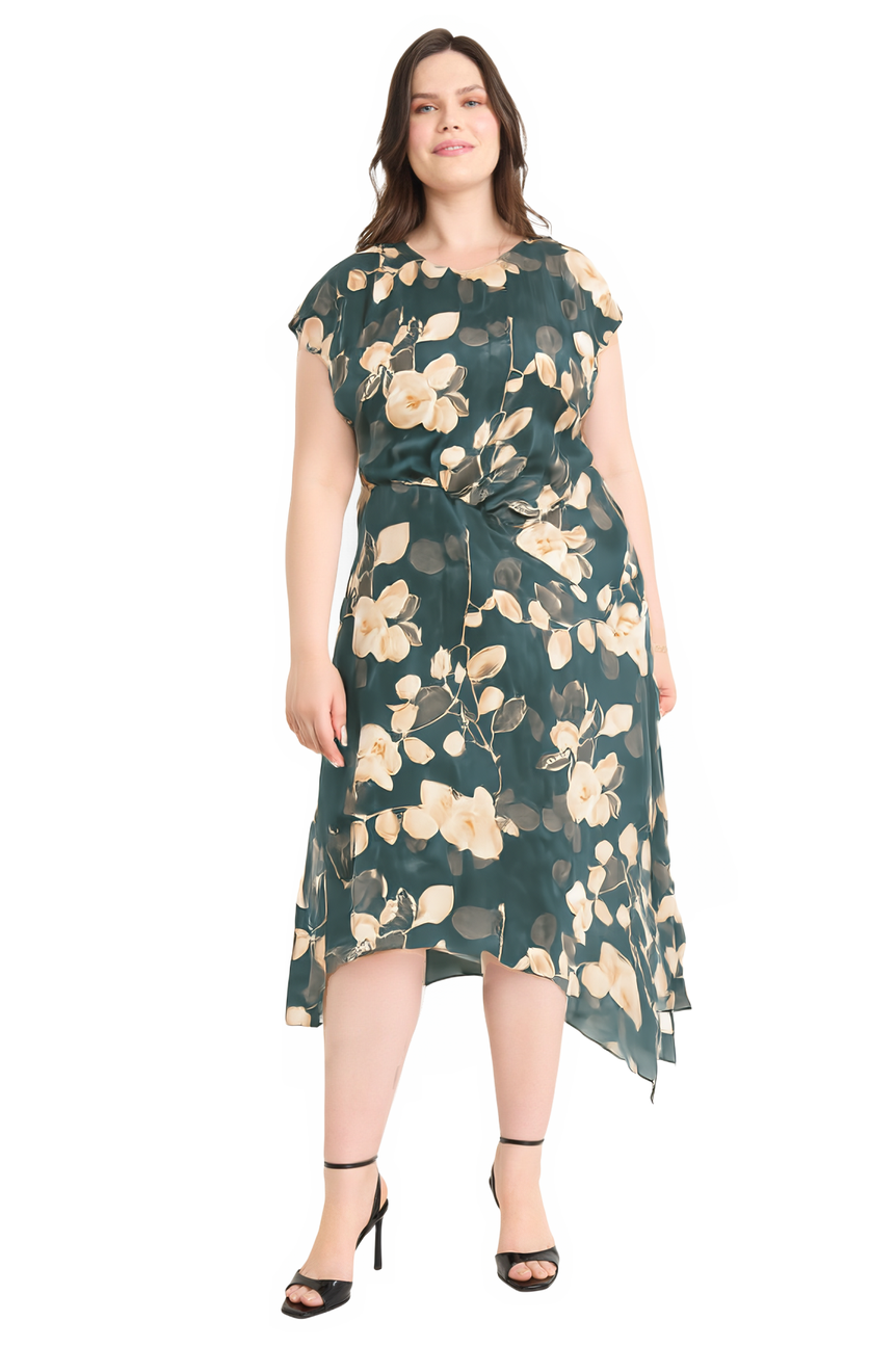 Betty in Printed Satin Midi Dress
