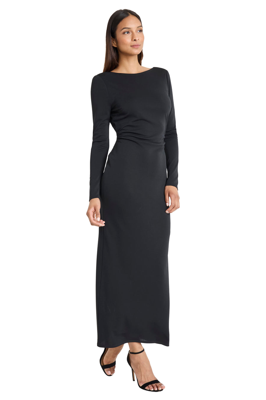 Yuri Open Back Long Sleeve Maxi Dress Sheath | Donna Morgan Maggy London Yuri Open Back Long Sleeve Maxi Dress Sheath | Donna Morgan Maggy London
