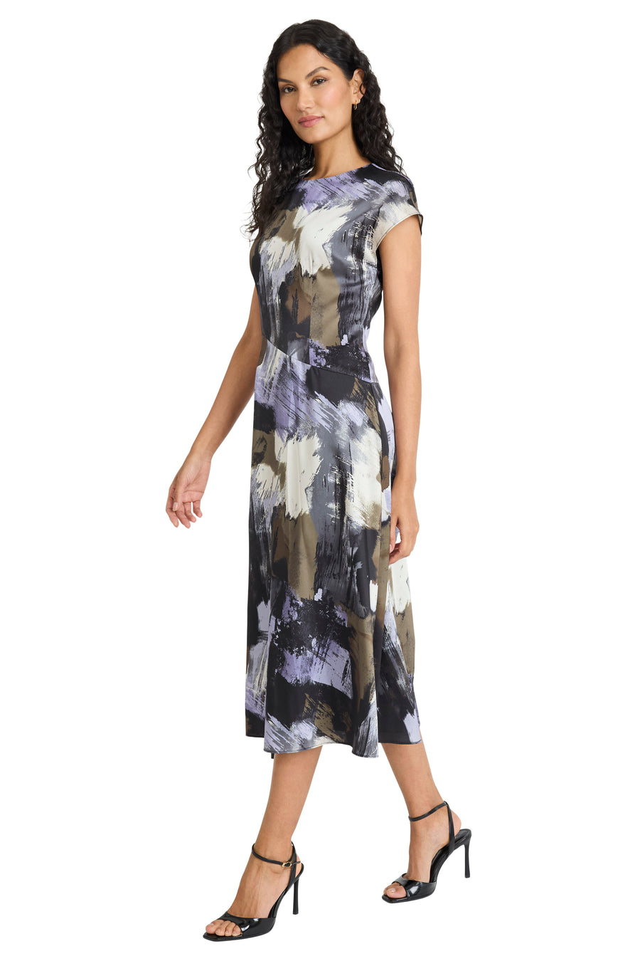 Rhonda Midi in Splashed Strokes Dress