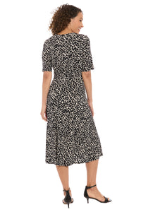 Ayanna Inset Waist Dress in Diagonal Bricks