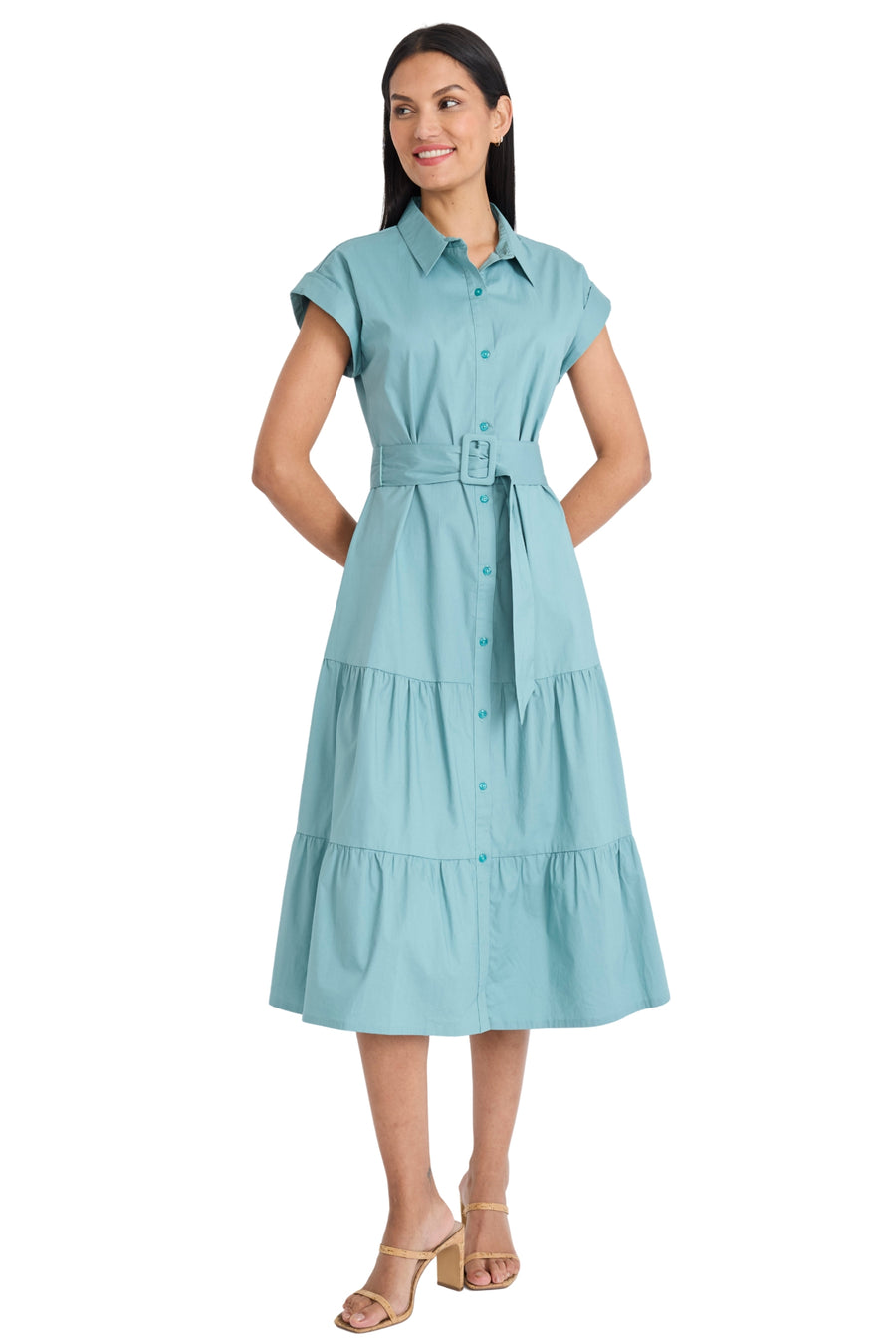 Dorinda Cotton Collared Midi Shirtdress