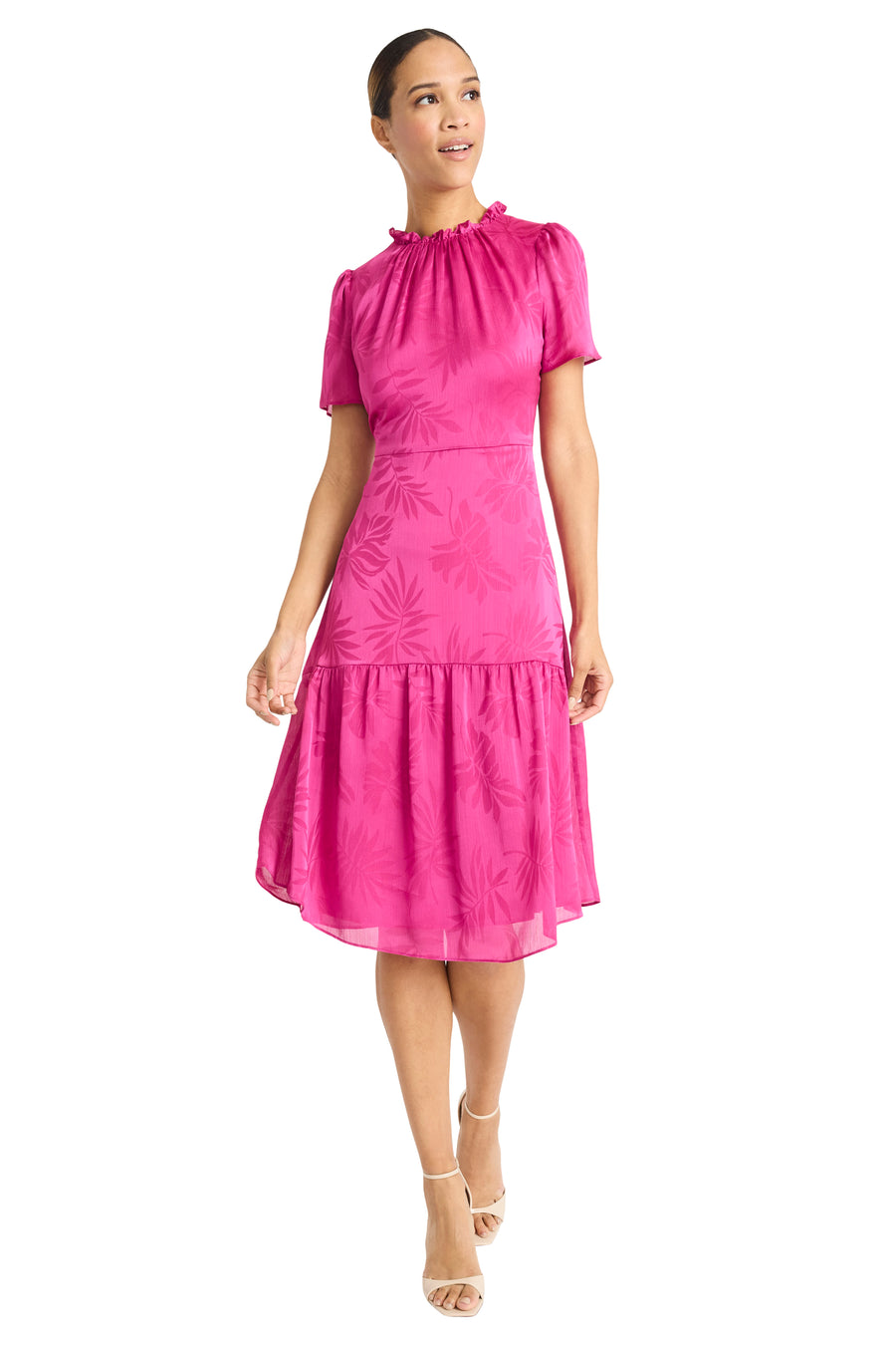 Lorraine Knee-Length A-Line Dress Short Sleeve | Maggy London FUSCHIA / Standard / 12 Lorraine Knee-Length A-Line Dress Short Sleeve | Maggy London FUSCHIA / Standard / 12