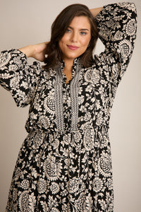 Consuela Long Sleeve Maxi in Pinecone Scroll