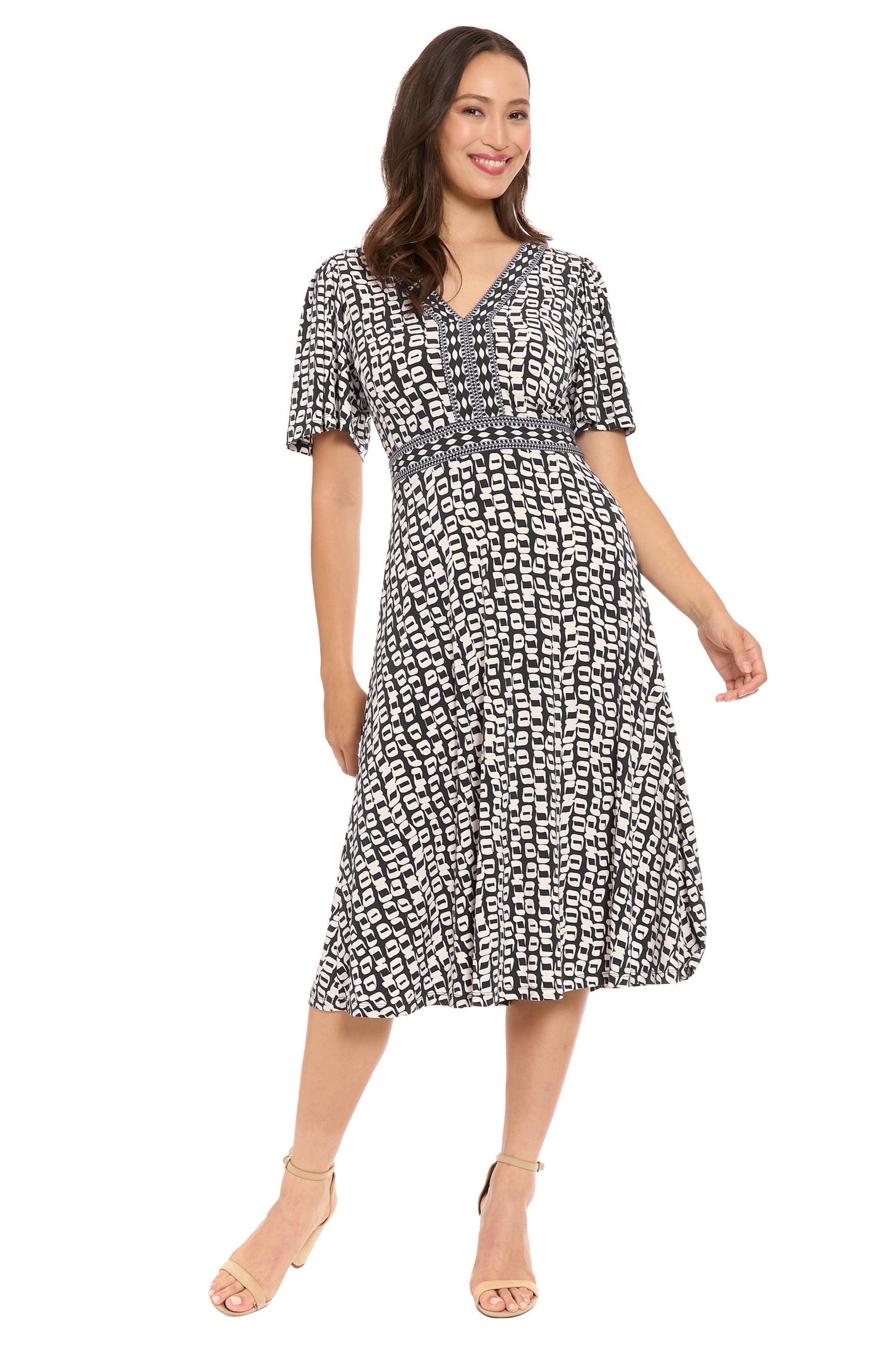 McKay Short Sleeve Fit & Flare Midi | London Times – Maggy London