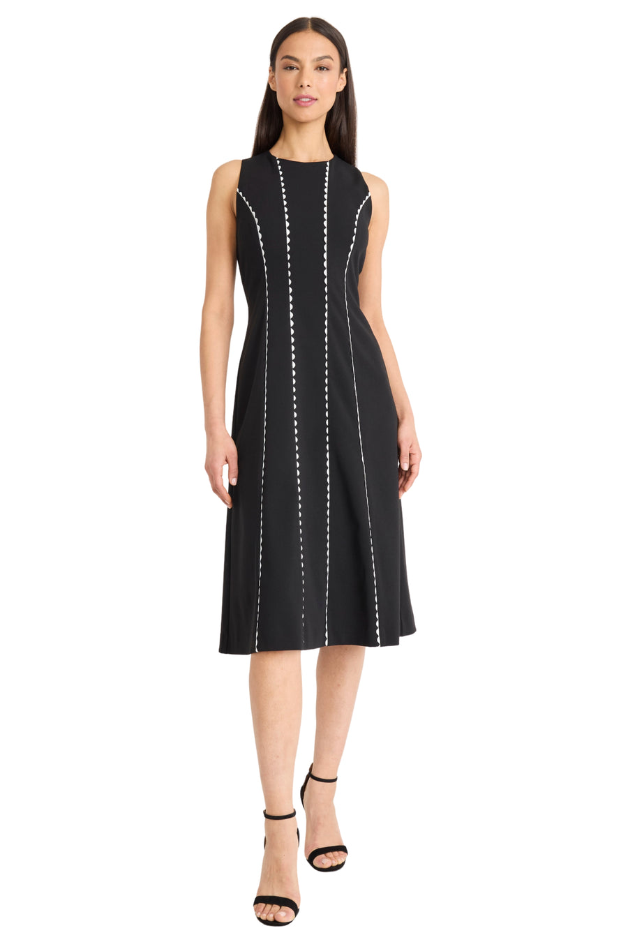 Nilah Contrast Trim Sleeveless A-Line Midi Dress