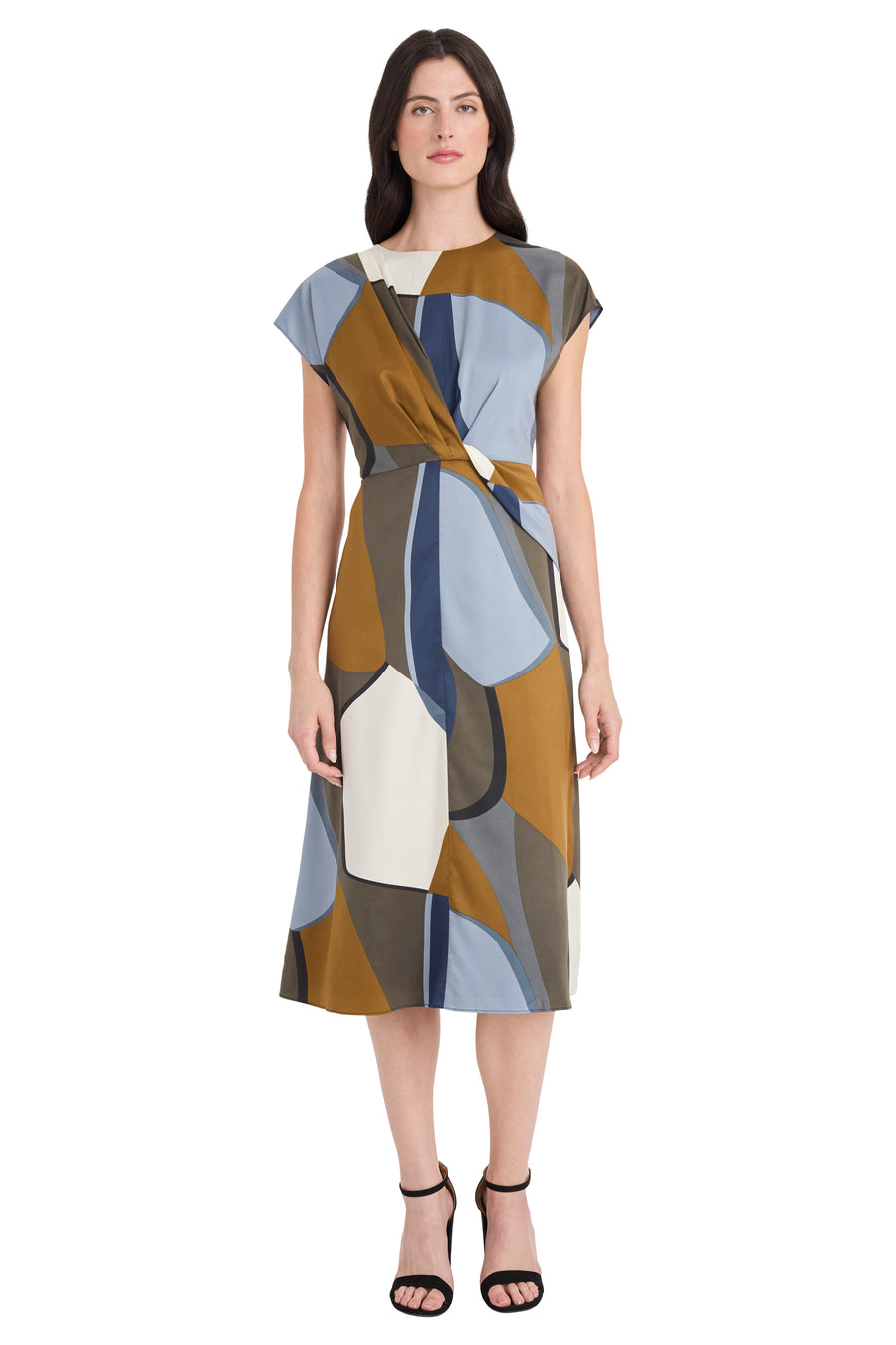 Hartford Cap Sleeve Midi in Stainglass A-Line Dress | Maggy London SLATE BLUE/NAVY / Standard / 6 Hartford Cap Sleeve Midi in Stainglass A-Line Dress | Maggy London SLATE BLUE/NAVY / Standard / 6