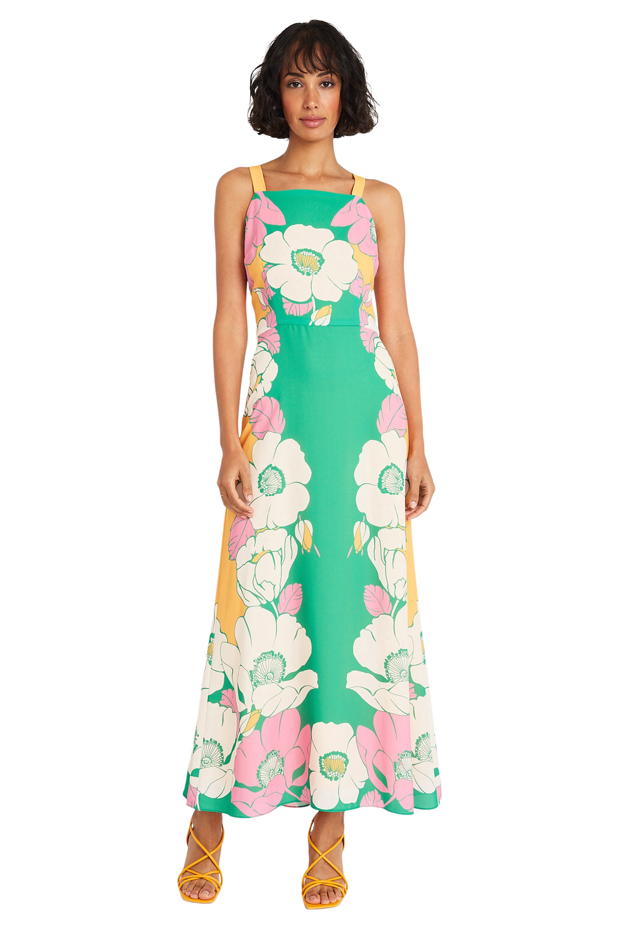 FLORAL PRINT SLEEVLESS MAXI WITH SQUARE NECK – Maggy London