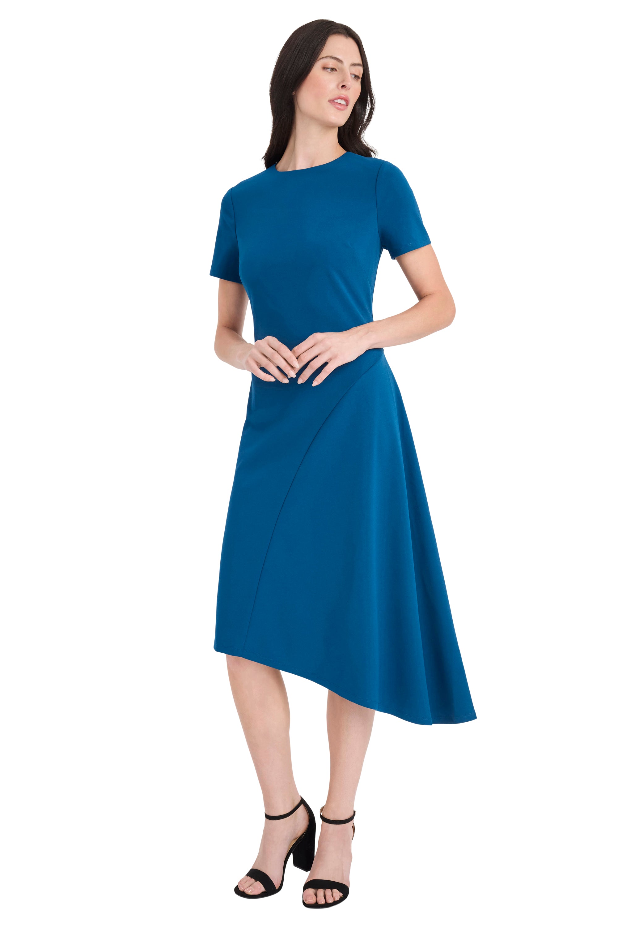 Whitney Asymmetrical Midi Dress Fit and Flare