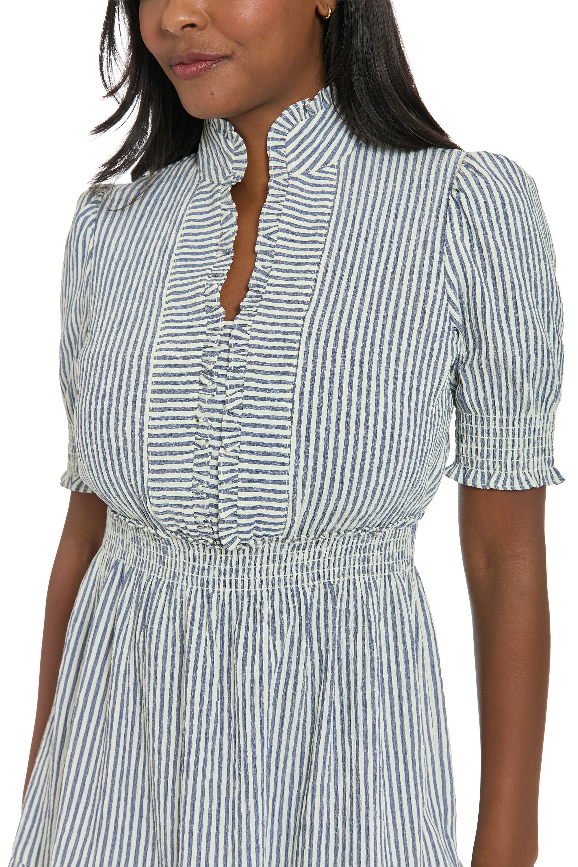 Nevis Puff Sleeve Mini Fit and Flare Long Sleeve Dress | London