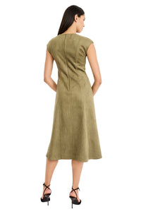 Ashanti Suede Cap Sleeve A-Line Midi