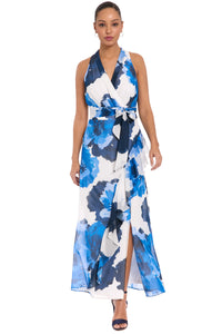 Amberlyn Halter Maxi in Pebble Georgette