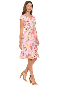 Anne Cap Sleeve Flounce Hem Dress in Floral Perfection