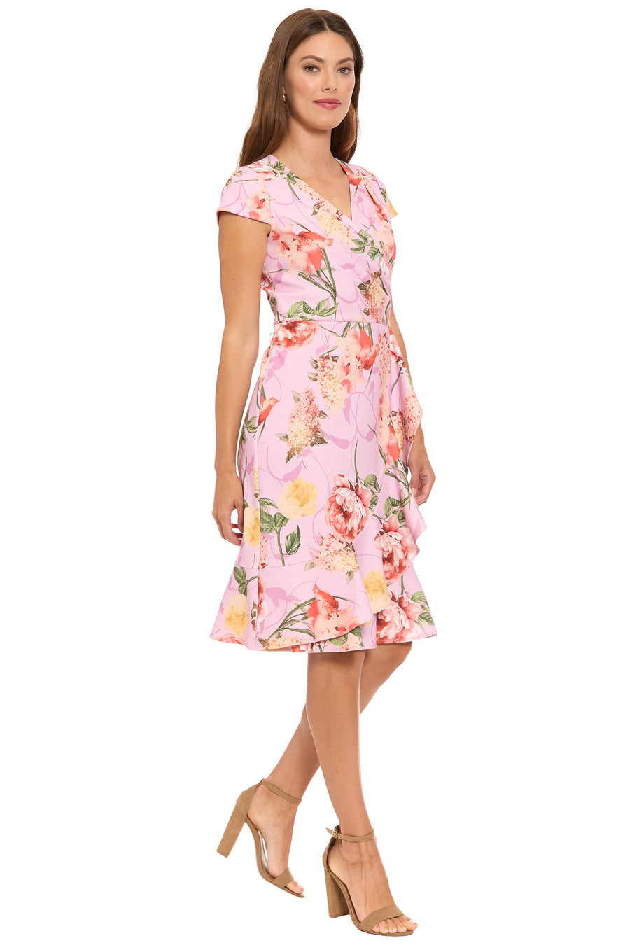 Anne Cap Sleeve Flounce Hem Dress in Floral Perfection