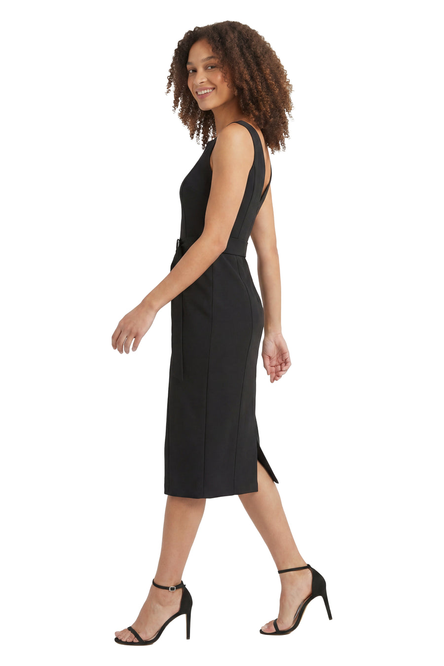 olinda midi dress Olinda Square Neck Midi wIth Belt Black / Standard / 18