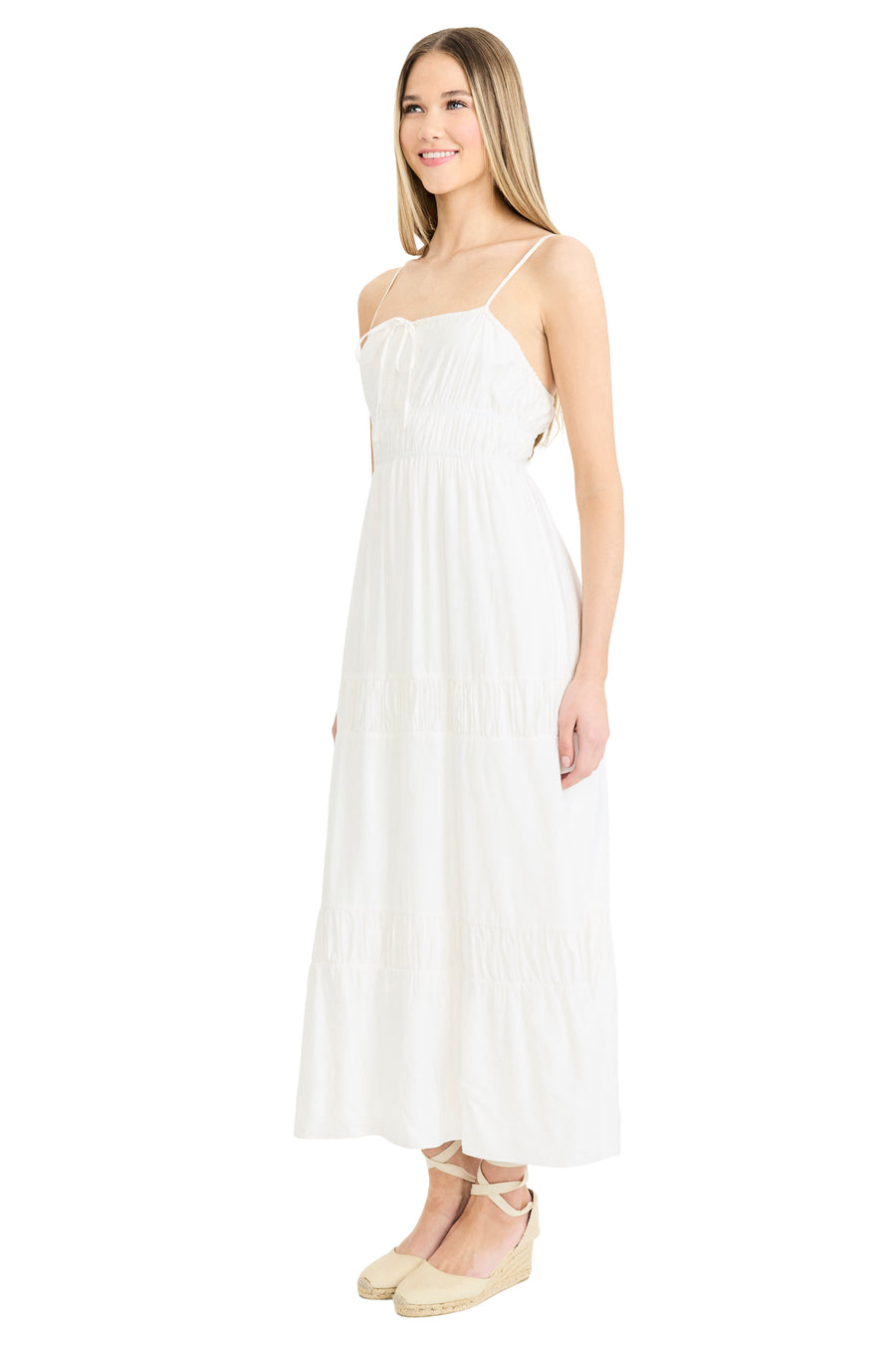 Graham Sleeveless Tiered Midi with Neck Tie